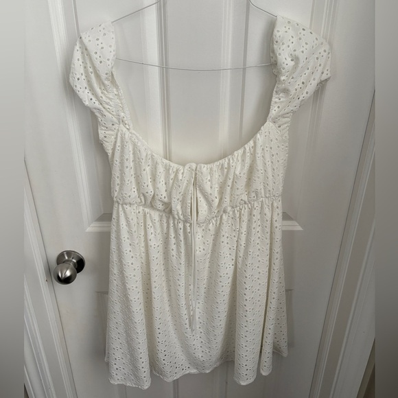 Lucy in the Sky Eyelet Girly Cottagecore Mini White Dress - Picture 5 of 7